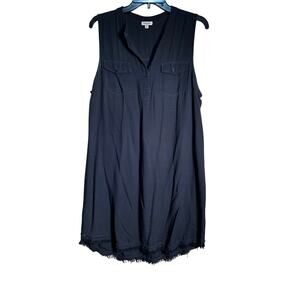 Splendid Women's Black Sleeveless Button Front Mini Dress Size Large